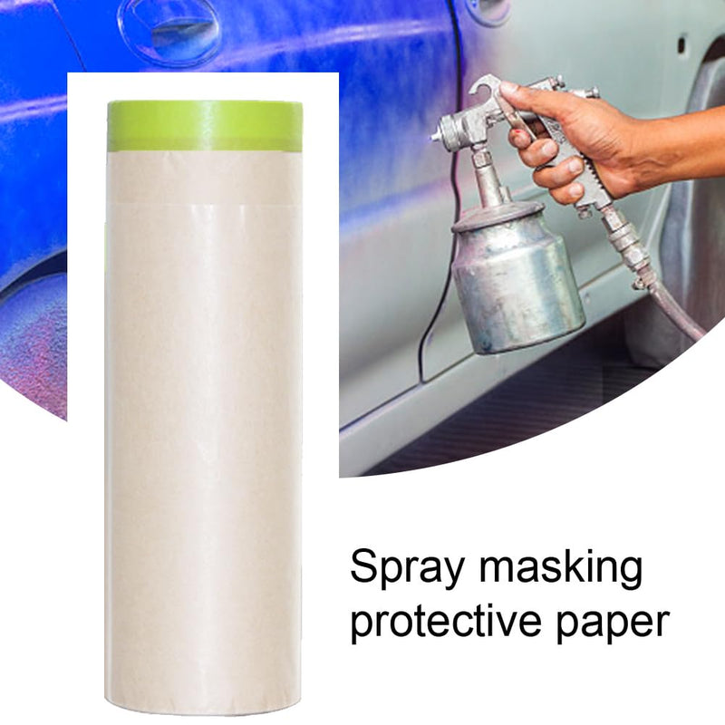 Saycker Pre-Taped Masking Paper for Painting,18inch x 49ft Adhesive Paint Protective Paper Roll,Tape and Drape Painters Paper for Covering Skirting,Frames,Cars and Auto Body 45cm x 49ft