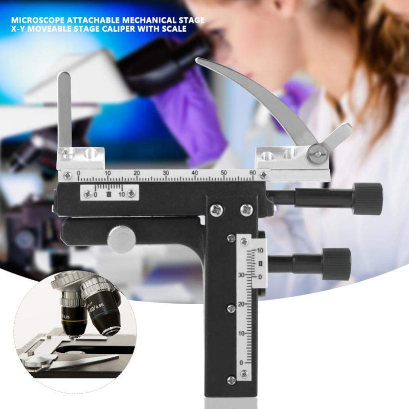 Fdit Socialme-eu Clip-on Mechanical XY Movable Table Caliper with Scale for Microscope Microscope Accessories Reusable Packaging