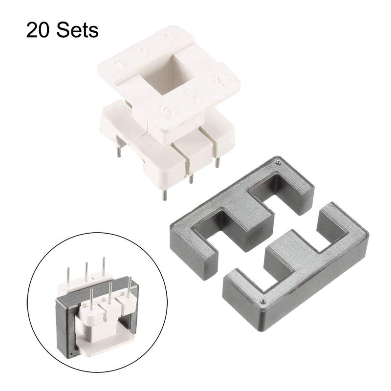 [Australia - AusPower] - uxcell 20 Sets EE25 3 with 3pin Transformer Bobbin PC40 Ferrite Core Vertical 40 Ferrite Halves and 20 Bobbin 