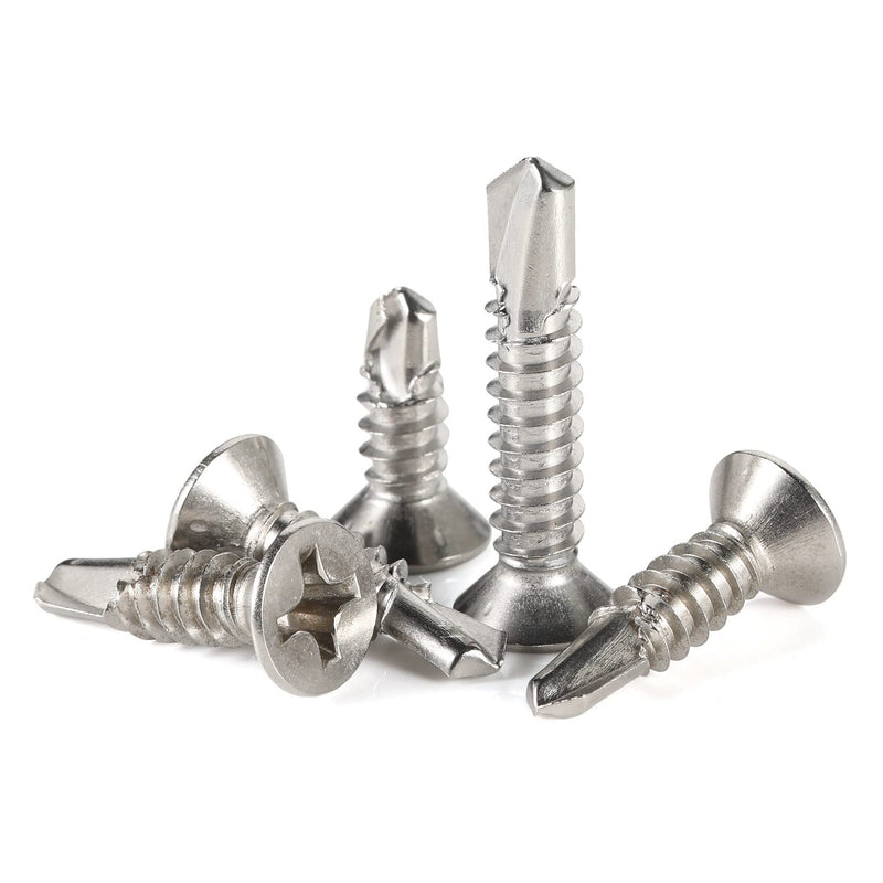 [Australia - AusPower] - #6 x 1/2" Flat Head Self Drilling Screws Sheet Metal Screws, 410 Stainless Steel, 100 PCS #6 x 1/2" 
