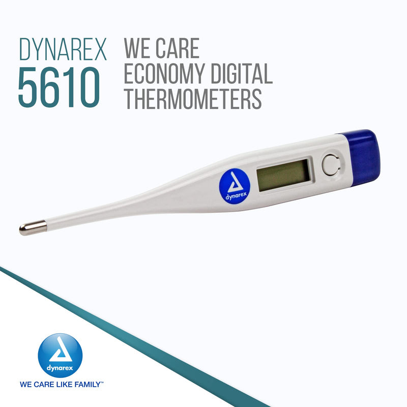 [Australia - AusPower] - Dynarex Digital & Oral Thermometer with Standard Tip for Adults and Kids, Accurate Medical Indicator with Alarm Measures Temperature by Mouth or Under The Arm, White 