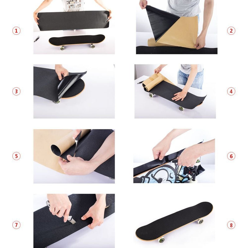 ZUEXT 9" x 33" Black Skateboard Grip Tape Sheets 2 Pack, Bubble Free Waterproof Scooter Griptape,Longboard Griptape, Anti Slip Sandpaper for Rollerboard Stairs Pedal Wheelchair Steps (84x23cm) 9"x33"
