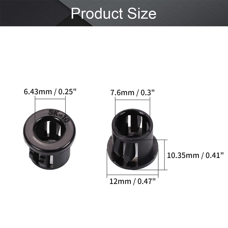 Fielect 100pcs Cable Snap Bushing SK-10 10mm Mounted Dia Cable Hose Snap Bushing Grommet Protector Black Model:SK-10