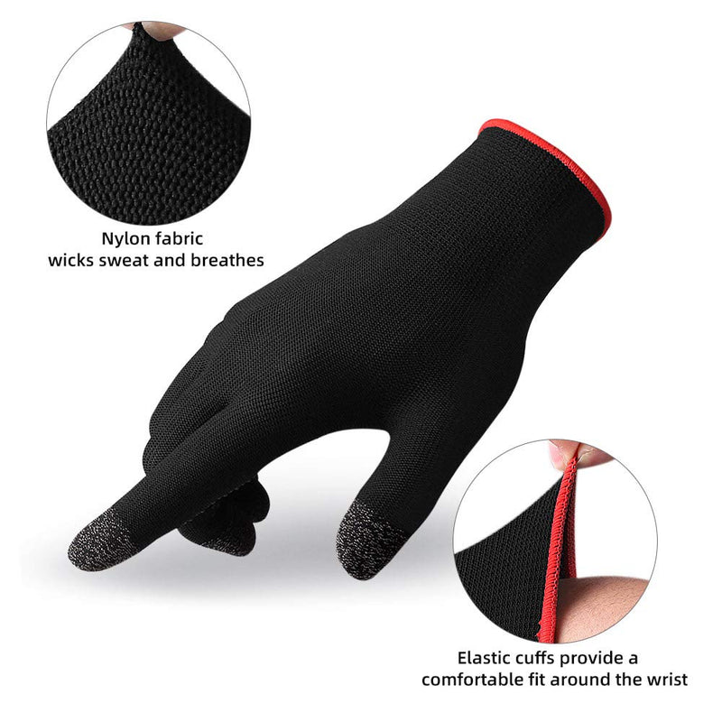 [Australia - AusPower] - Game Gloves, Anti-Sweat Breathable, Touch Finger Gaming Glove for Highly Sensitive Nano-Silver Fiber Material, Dot Silica Gel Palm Non-Slip Design, Support Almost All Mobile Gaming 