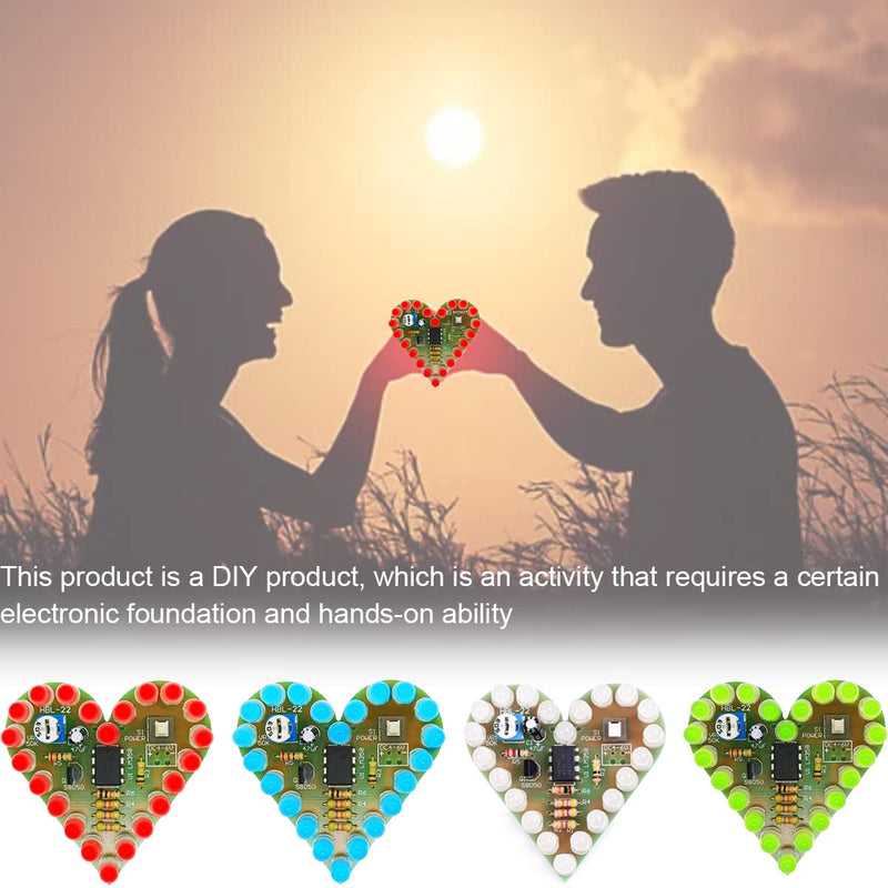 [Australia - AusPower] - DAOKAI Soldering Kit Heart Shape Kit DC 4V-6V Four-Colour LED Lamps Suite Soldering Exercise Kit with Battery Holder, for Learning Training Lessons Beginners (4-Piece) 