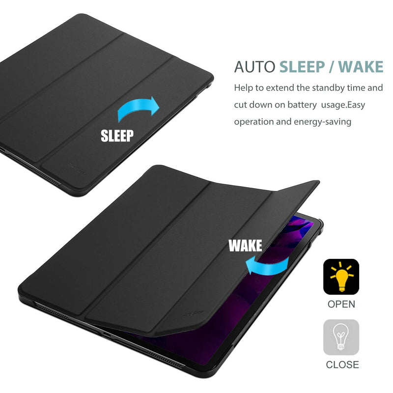 [Australia - AusPower] - Smart Case for iPad Pro 12.9 2022/2021/2020/2018, Slim Stand Hard Back Shell Smart Cover for iPad Pro 12.9 6th Generation 2022 / 5th Gen 2021 / 4th Gen 2020 / 3rd Gen 2018 -Black Black 