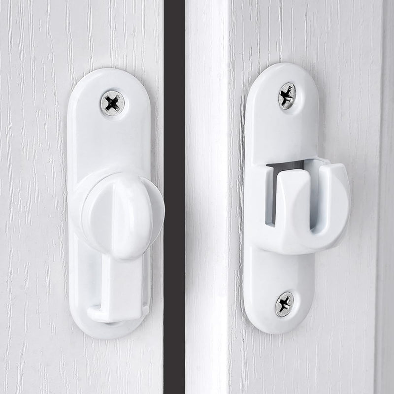 INIRET 10 Packs White Barn Door Latches,90/180 Degree Gate Lock,Flip Gate Latches Hardware,Zinc Alloy Right Angle Door Lock Latch,Door Security Sliding Door Latch Lock for Cabinets,Bathroom