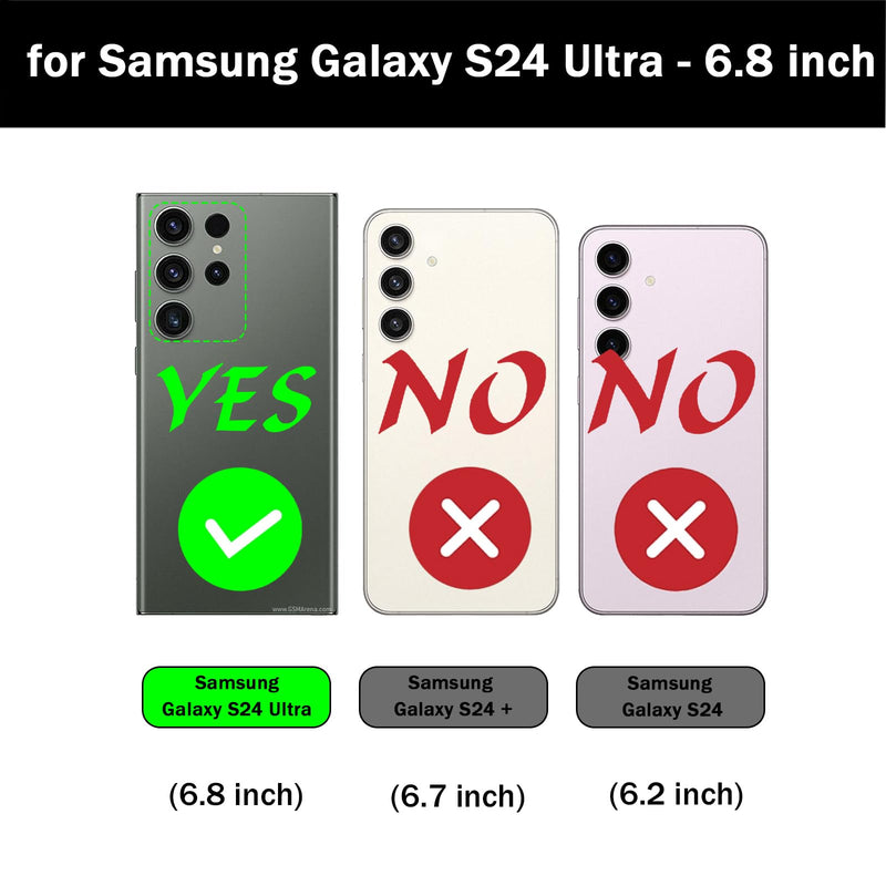 [Australia - AusPower] - for Samsung Galaxy S24 Ultra Wallet Case,Multi-Function Wallet Case, Detachable 3 in 1 Magnetic Galaxy S24 Ultra Case Wallet,Flip Strap Zipper Card Holder Phone Case with Shoulder Straps(Black) Black 