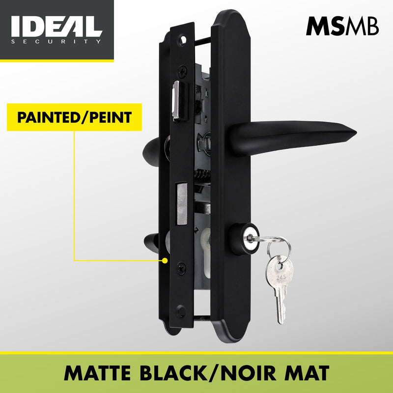 Ideal Security MSMB Straight Mortise Lock Set, Exclusive Replacement for AluminArt Storm Doors and Screen Doors, Adjustable 3/4" Backset, Matte Black