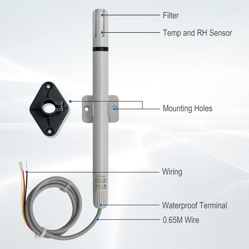[Australia - AusPower] - Tzone 4-20 mA Temperature and Humidity Sensor Temp Humidity Transmitter, Industrial Temp Sensor 4-20ma Analog Humidity Probe Wall Mounted -40℃ to 60℃ for Greenhouse HVAC Lab PLC and DCS Monitor THT02C 4-20mA Output 