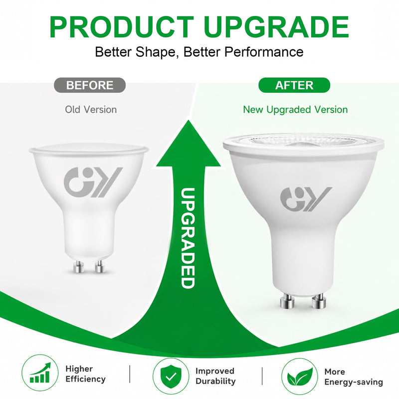 GY GU10 LED Warm White Bulb 2.9 W 520 Lumen 3000 K Warm White Bulbs, 50 W Lamp Replaced, Beam Angle 110° Bulb, Not Dimmable Energy Saving Bulb, Pack of 10 10 pcs