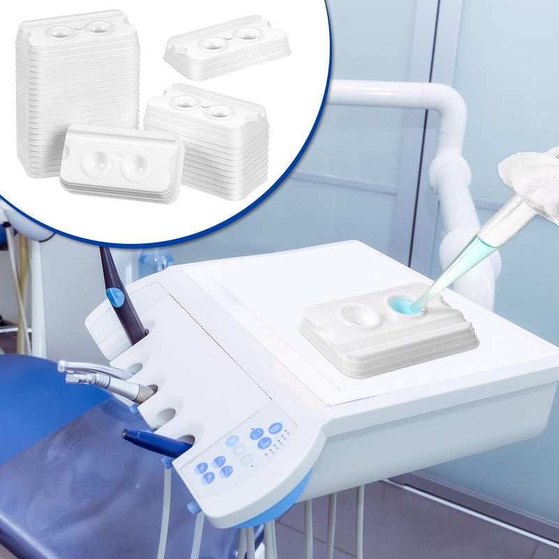 [Australia - AusPower] - 500 Pcs Disposable Dental Mixing Well 2 Wells Plastic Mini Mixing Trays for Mixing Materials (2 Wells, White) 500 
