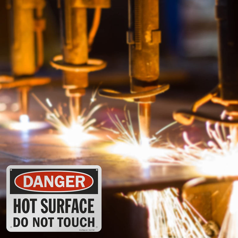 SmartSign "Danger - Hot Surface, Do Not Touch" Sign | 7" x 10" Aluminum Black/Red on White