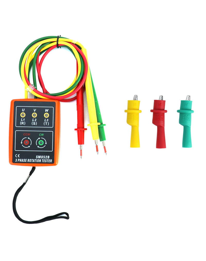 [Australia - AusPower] - QWORK Professional 3-Phase AC Voltage Tester with LED Display and Buzzer Indicator, 60V~600V 