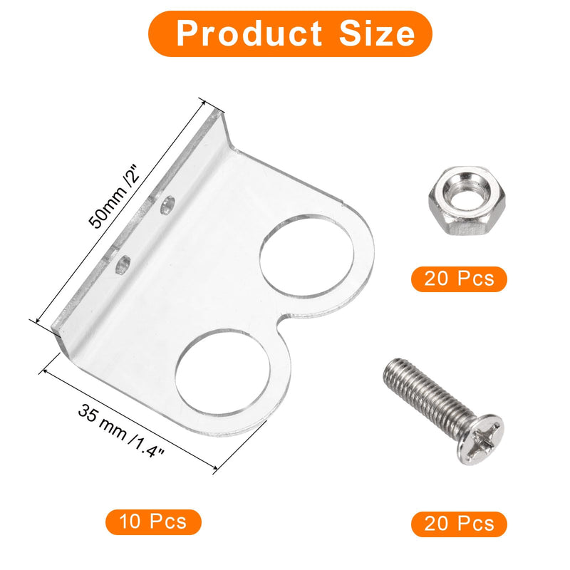 [Australia - AusPower] - MECCANIXITY 10 Pcs Ultrasonic Sensor Mounting Bracket for Distance Sensor Module, Ultrasonic Module Accessories with Screws and Nuts, Transparent 