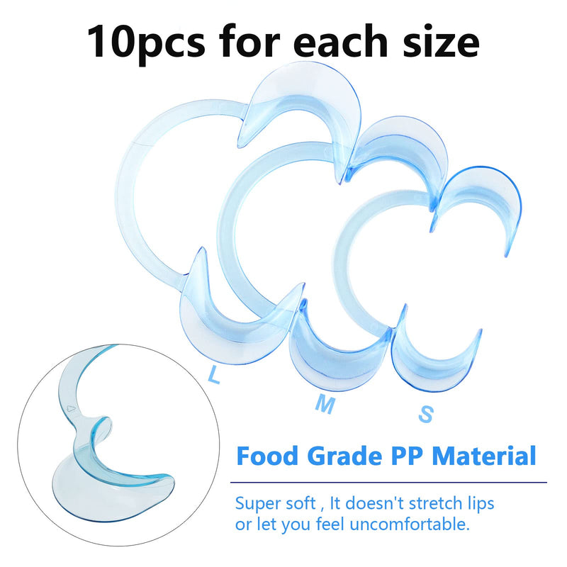 [Australia - AusPower] - 10 Pieces C-Shape Cheek Retractor, Disposable Mouth Opener for Dental Teeth Whitening Mouth Guard or Speak Out Game (Blue M) Blue M 