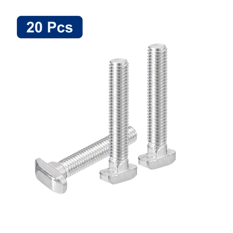 [Australia - AusPower] - uxcell 20Pcs T-Slot Bolts, M8 x 50mm Hammer Head Bolt T Screw Drop-in Stud for 4040 Series T-Slot Aluminum Extrusion Profile, 304 Stainless Steel, Silver M8x50mm 20 