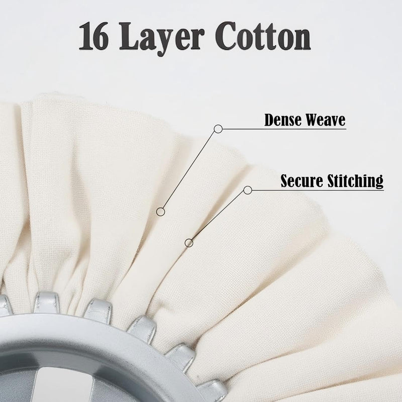 [Australia - AusPower] - 2 Pcs 8" Cotton Airway Buffing Wheel, 5/8'' Arbor Hole / 16 Ply Cloth Fine Polishing Wheels for Bench Grinder/Die Grinder 8'' Cotton Airway Buffing Wheels 