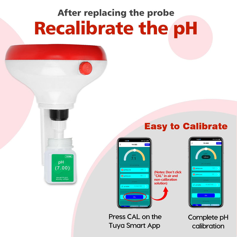 [Australia - AusPower] - YINMIK Replacement pH Probe for 7 in 1 Smart Pool Monitor, 5 in 1 Saltwater Pool Monitor, Replaceable pH Electrode for YK-S03 