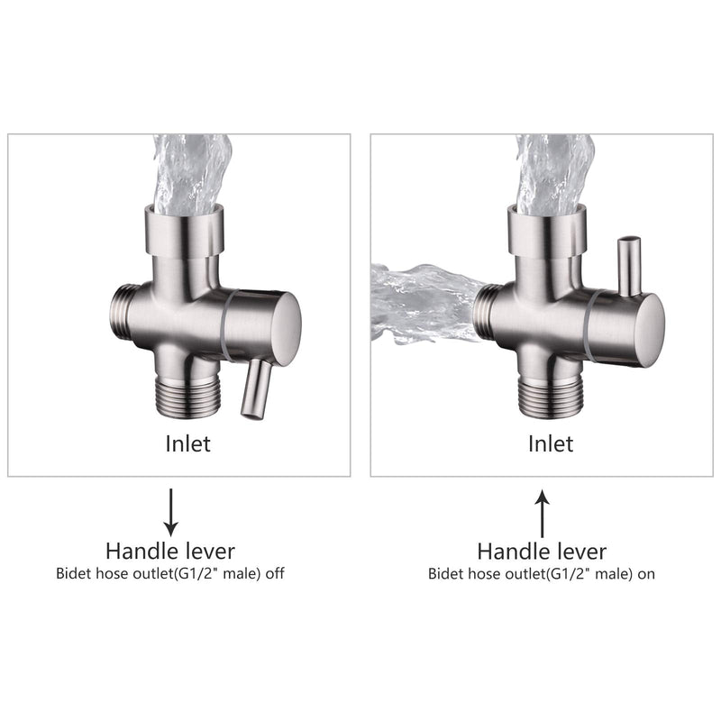 Ciencia Metal T-adapter with Shut-off T Valve, 7/8 or 15/16 and G1/2 3-way Water Tee Connector,for Handheld Toilet Bidet Spray Bathroom,Chrome, DSF006