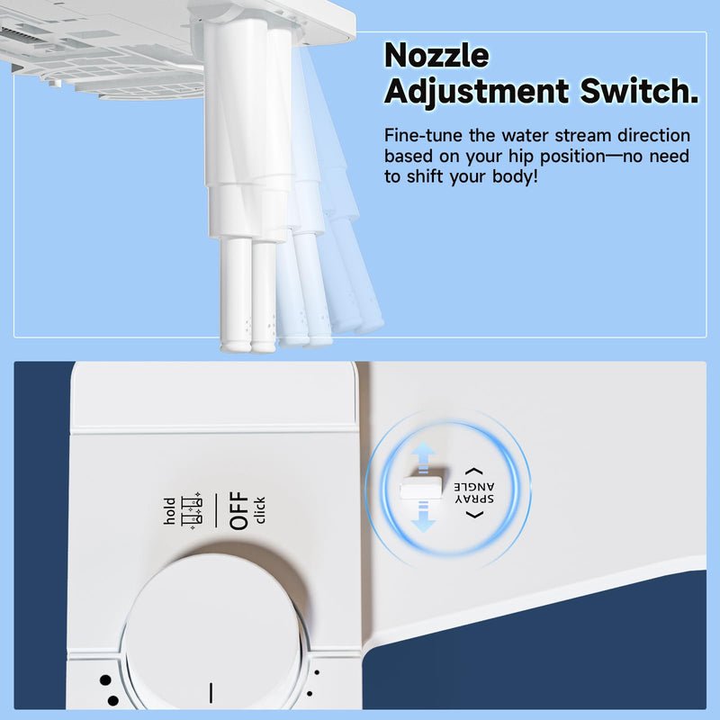 SAMODRA Bidet Attachment for Toilet, Non-Electric Fresh Cold Water Bidet Toilet with Angle Control Dual Nozzle, Adjustable Water Pressure & Self Cleaning Nozzle (1 Unit, WHIET) 1 unit