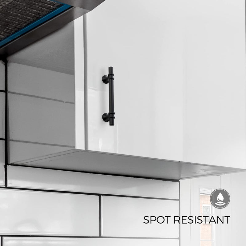 Black Cabinet Handles Black Cabinet Pulls 10 Pack 4 Inch Hole Center | Modern T-Bar Shape with Round Base, 6-3/8 Inch Overall Length, Easy Installation for Cabinets & Drawers