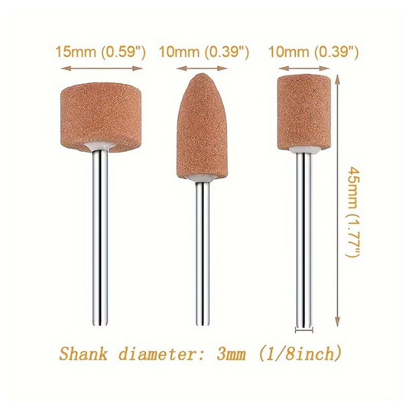 [Australia - AusPower] - 18pcs Corundum Grinding Tip Set, Stone Grinding Polishing Head, Sanding Attachments for Dremel Rotary Tool Rotary Tool Accessories 1/8 Inch Shank for Grinding, Polishing, Deburring 