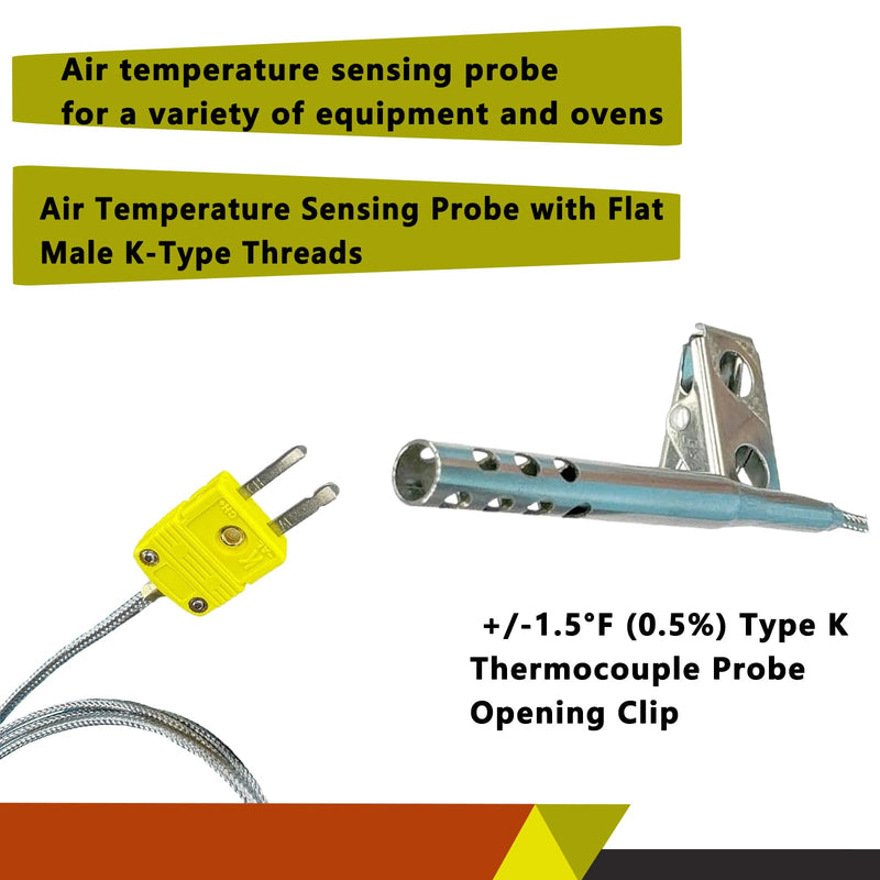 [Australia - AusPower] - TL3163K k-Type thermocouple air Probe Stainless Steel Open Hole Clip for Air Temperature -40°F to 890°F 