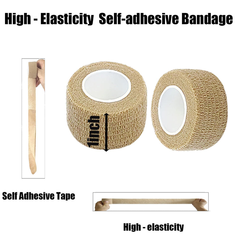 Hysiwen 6 Pack 1" x 5 Yards Self Adhesive Bandage Breathable Cohesive Wrap Self Adherent Vet Tape Self Stick Bandage Wrap for Sports, Athletic, Wrist, Ankle(Skin Color) 1 Inch Skin Color