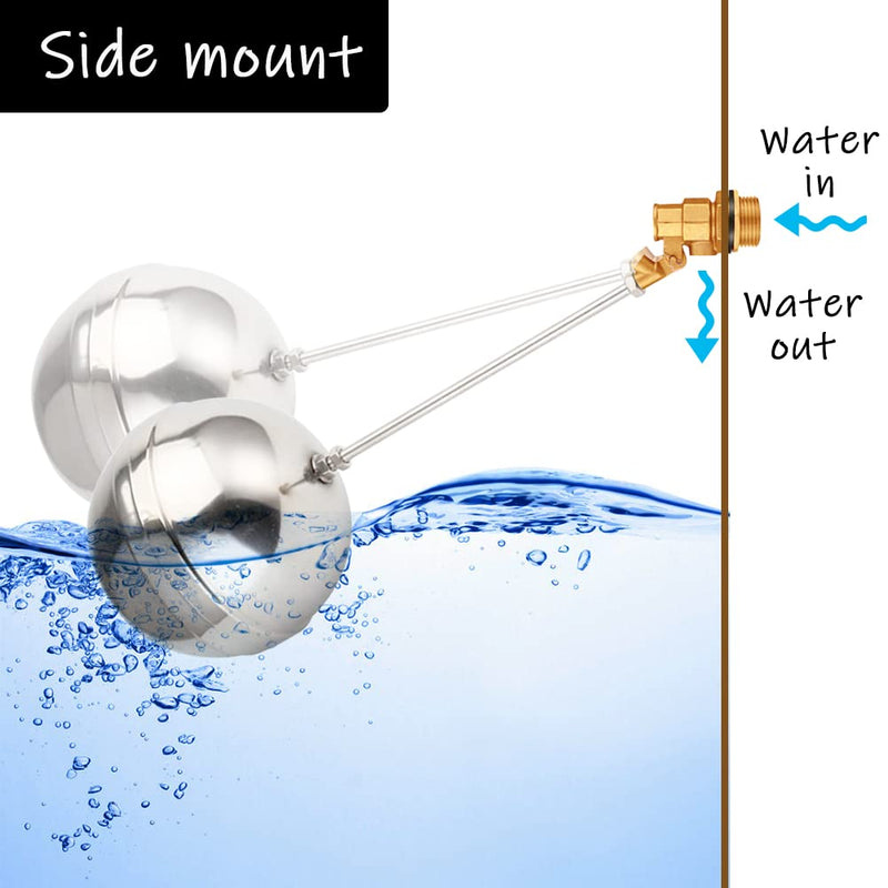 [Australia - AusPower] - Uenede Float Ball Valve DN25 1" Male Thread Stainless Steel Floating Ball Brass Valve Automatic Switch for Stock Tank Pool Water Level Control 1"-1PCS 