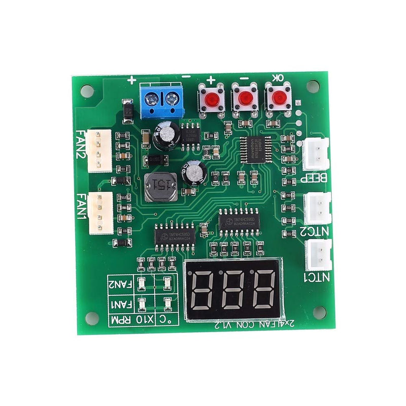 [Australia - AusPower] - PWM Driver Module, DC 12V 24V 48V PWM 4-Wire Fan Temperature Controller with Digital Display 2 Channel Temperature Governor for PC Fan/Alarm 