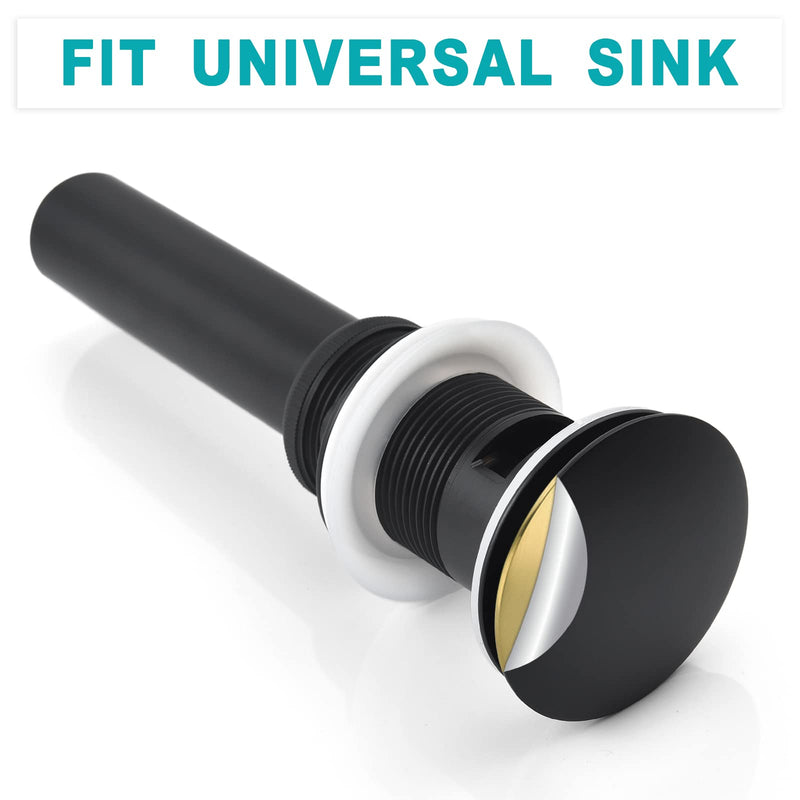 BESTILL Bathroom Sink Drain Stopper, Push Pop Up Drain with Overflow, Matte Black