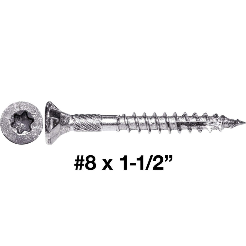Jake Sales #8 x 1-1/2" Silver Star Stainless Steel Wood Screw Torx/Star Drive Head - Grade 305 Stainless Steel Torx/Star Drive Wood Screws - (1 Pound - 197 Approx. Screw Count) #8 x 1-1/2"1 POUND - 197 Approx. Screws