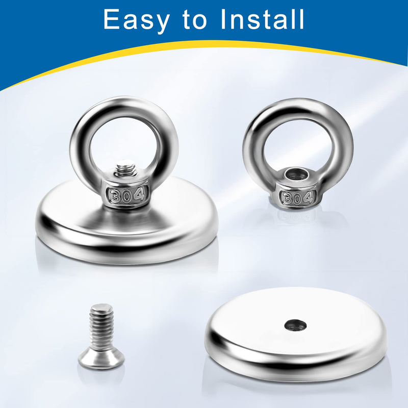 [Australia - AusPower] - VNDUEEY Strong Magnetic Hooks 10 Pack, 100 LBS Pulling Force Rare Earth Neodymium Fishing Magnets with Countersunk Hole Eyebolt, Heavy Duty Magnets Hook for Home, Workplace, Garage, and Kitchen 