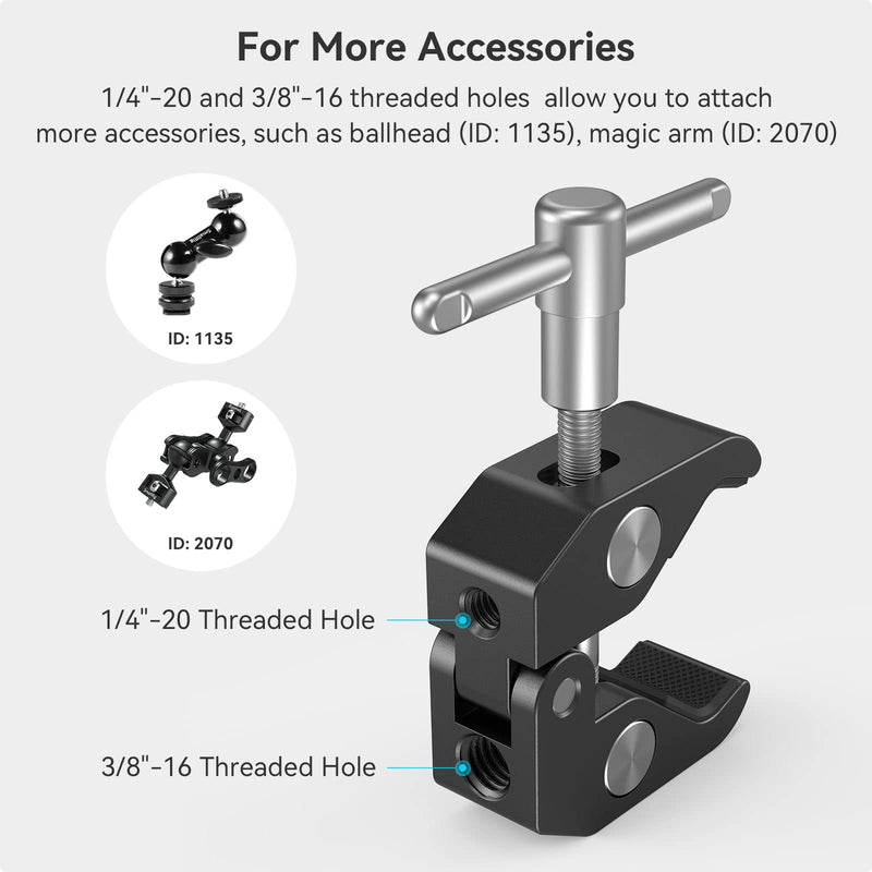 [Australia - AusPower] - SMALLRIG Super Clamp with 1/4 and 3/8 Thread for Cameras, Lights, Umbrellas, Hooks, Shelves, Plate Glass, Cross Bars, etc - 735 