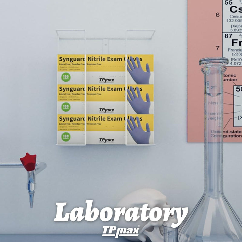 XL Gloves Box Holder,Wire Rack Dispenser for Gloves - Tissues Paper Towels Organizer - Mounting Accessories Included - Holds up to 3 Boxes - Perfect for Lab, Food Service and Home Triple White 1