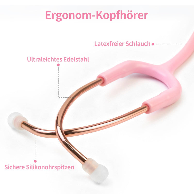 SCIAN Double Head Stethoscope for Doctors, Nurses, Students, Children and Adults, Classic Stainless Steel Lightweight Stethoscope with Accessories and Carry Bag (Pink) pink