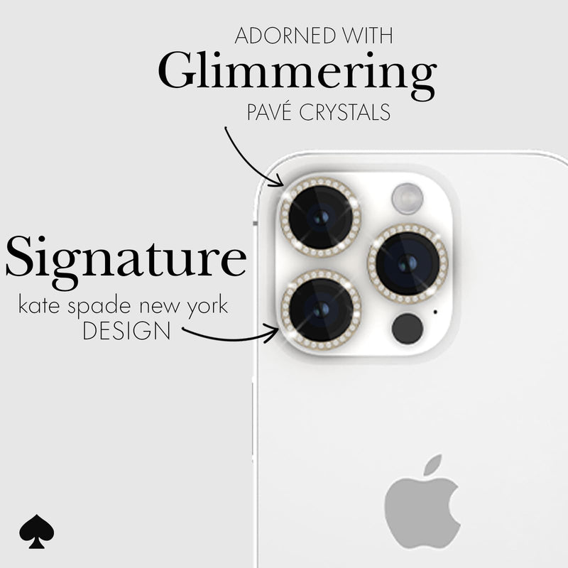[Australia - AusPower] - Kate Spade New York iPhone 15 Pro/iPhone 15 Pro Max Camera Lens Protector with Aluminum Rings - Crystal 