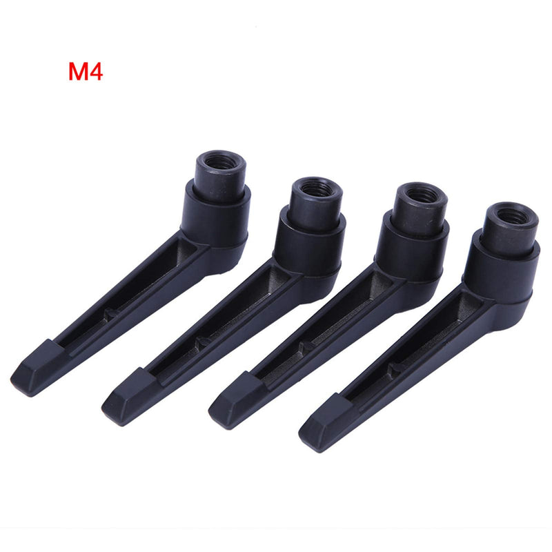 [Australia - AusPower] - 4PCS Universal Clamping Lever Handle, Adjustable Fixing Handle Female Thread, Stainless Steel, Black, M4, M5, M6, M8, M10, M12 