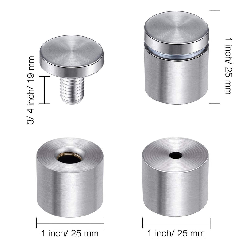[Australia - AusPower] - Sign Standoff Screws Advertising Screws Stainless Steel Wall Standoff Mounts Glass Acrylic Nail, 8 Pieces (1 x 1 Inch) 1 x 1 Inch 