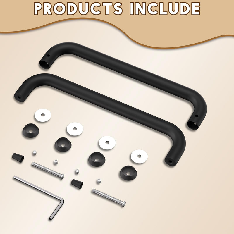 6"/8"/10" Matte Black Round Glass Shower Door Handle Replacement, Pull Push Bathroom Door Handles Double Sided, Stainless Steel Door Bar 10 inch / 25.5cm (Hole Center to Hole Center)