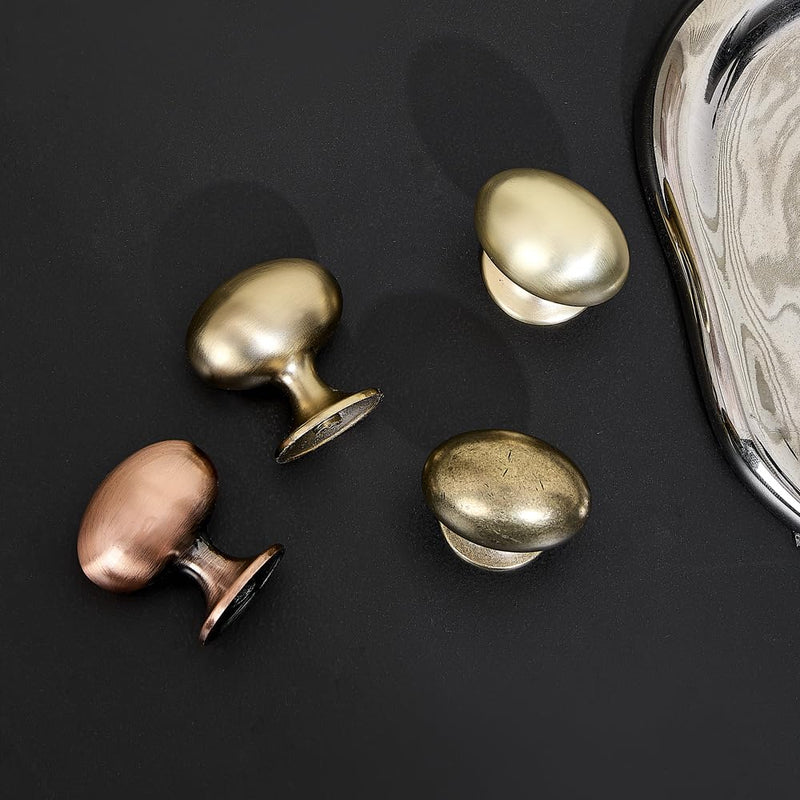 HARPOON Cabinet Hardware Knobs Round Furniture Mushroom Knob - 1.4 Inch 10 Pack Champagne Gold 1.4 Inch - 10 Pack