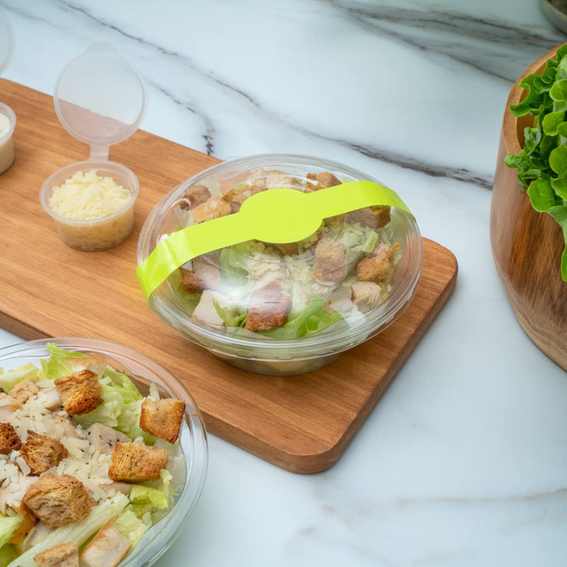 Restaurantware RW Base 12 x 1.5 Inch Packaging Bands 100 Self-Adhering Belly Bands - Disposable Strong Green Paper Label Stickers For Packaging Supplies Keeps Take Out Containers Sealed Eco Green 12 inches x 1.5 inches