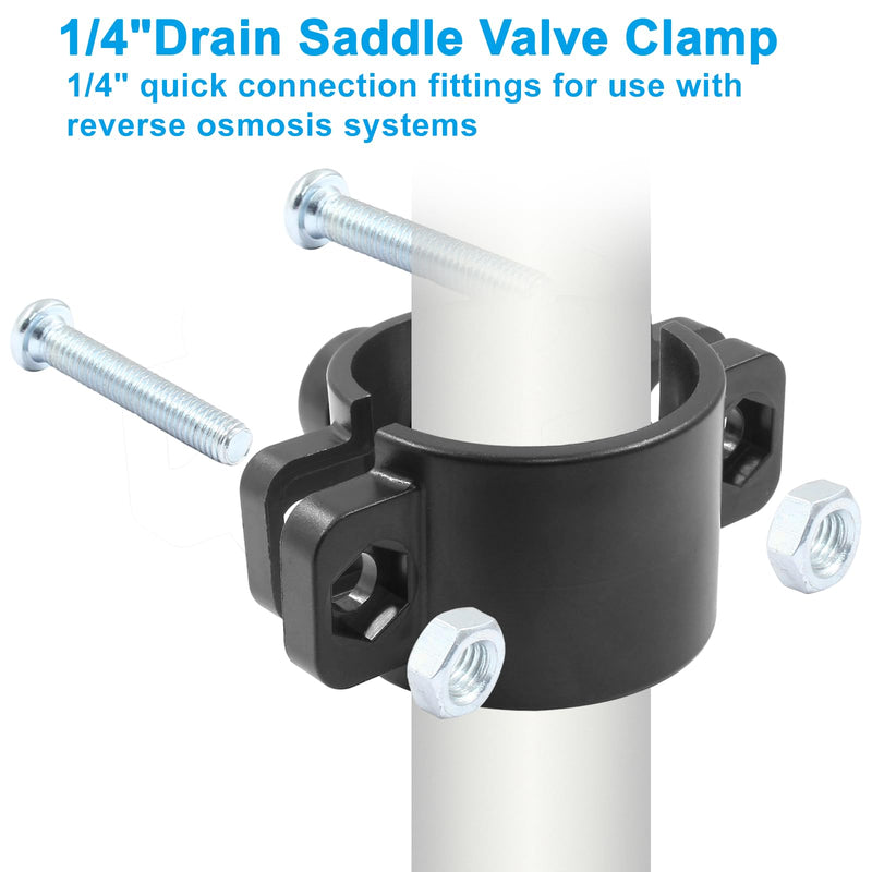 Waziaqoc 3/8" Systems Quick Connect Drain Saddle Valve for Undercounter Reverse Osmosis System (Saddle Drain) - Pack of 1 | Plastic Water Hose Adapter for Reverse Osmosis System Under Sink 2-3/8" 1.0