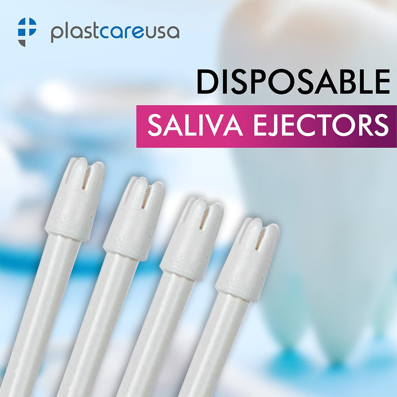 [Australia - AusPower] - 100 Dental Saliva Ejectors Disposable - Medical Grade Latex Free Evacuation Suction Tips - Flexible White Tube with White Tip (100 Pack) by PlastCare USA 100 