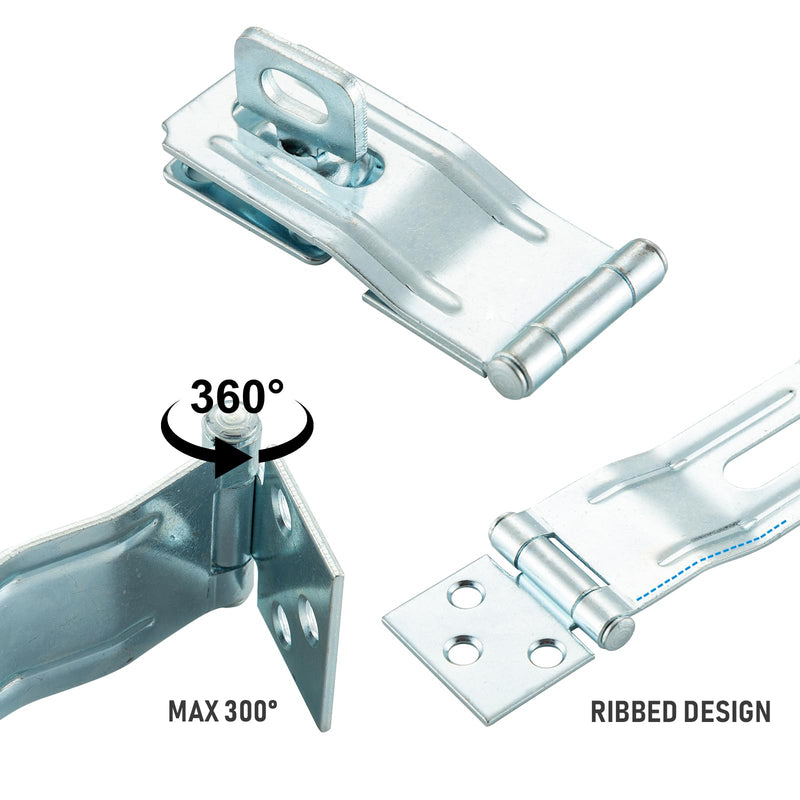[Australia - AusPower] - 3-1/2" Swivel Staple Safety Hasps, Gate Door Hasp Latch with Twist Knob, HOME MASTER HARDWARE Padlock Clasp Lock Hasp Fence, Gate, Cabine, 4 Pack 
