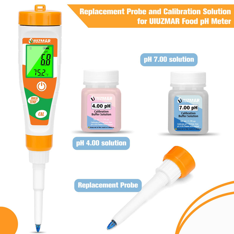 [Australia - AusPower] - pH Meter Calibration Solution(4.00&7.00) and Replacement pH Probe for UIUZMAR Spear Food pH Meter 