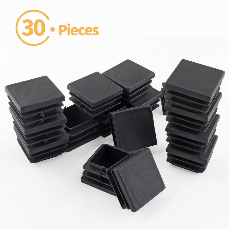 [Australia - AusPower] - 30 Pcs 1-1/2" Square Plastic Plugs Insert End Caps Black Tubing End Caps for Square Tube, Chair Legs, Fence 1-1/2" 