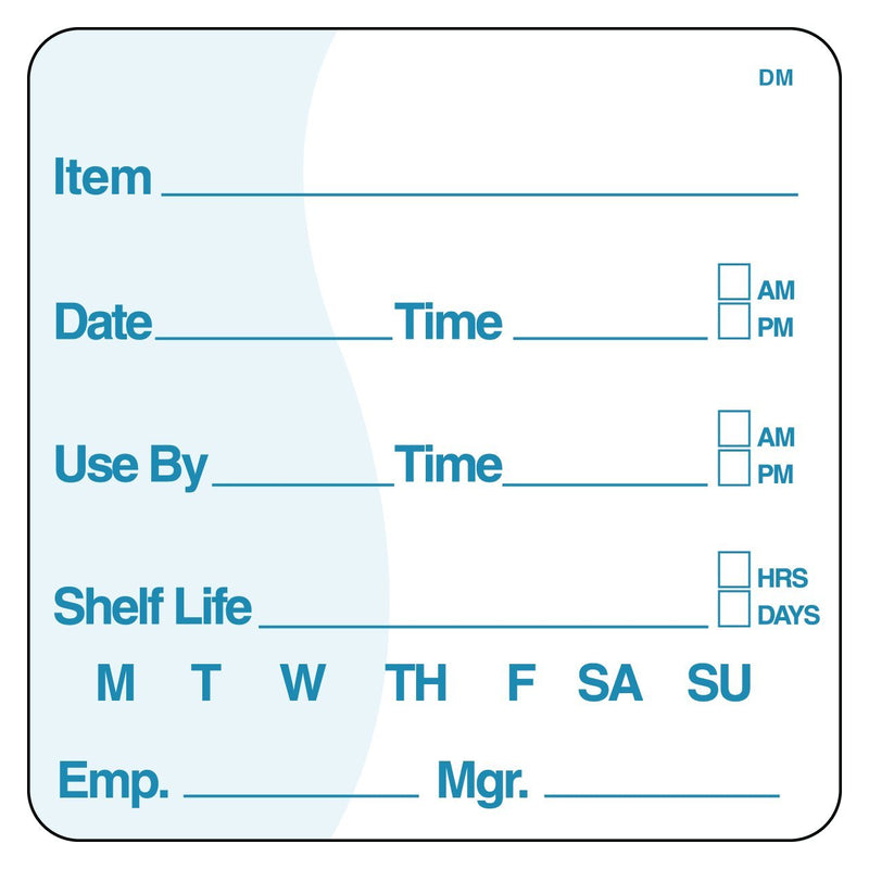 DayMark Safety Systems DissolveMark IT112437 Item/Date/Use-by Shelf-Life Label, 2" x 2", White, Roll of 250 2" x 2"