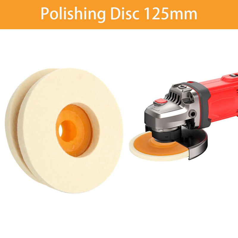 [Australia - AusPower] - JMIATRY Pack of 6 Polishing Attachments, Angle Grinder, 125 mm, Polishing Disc, Angle Grinder, Wool Polishing Attachment, Angle Grinder for Metals, Glass, Ceramic, Marble, Car 